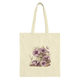 Floral Tote Bag, Vintage Phone Art, Purple Flowers Design, Cottagecore Aesthetic, Unique Gift Idea, Stylish Everyday Bag - Tawshia